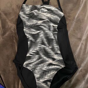 Nike Black and White One-Piece Swimsuit